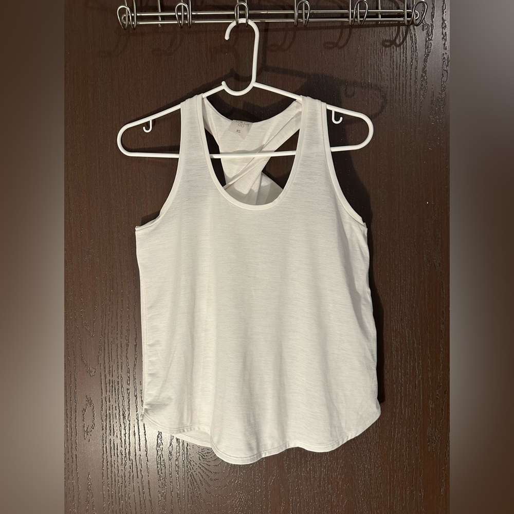 CALIA Athletic White Tank Top with Cross Back